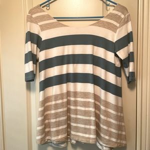 Anthropologie (puella label) Teal/Cream/White Blouse